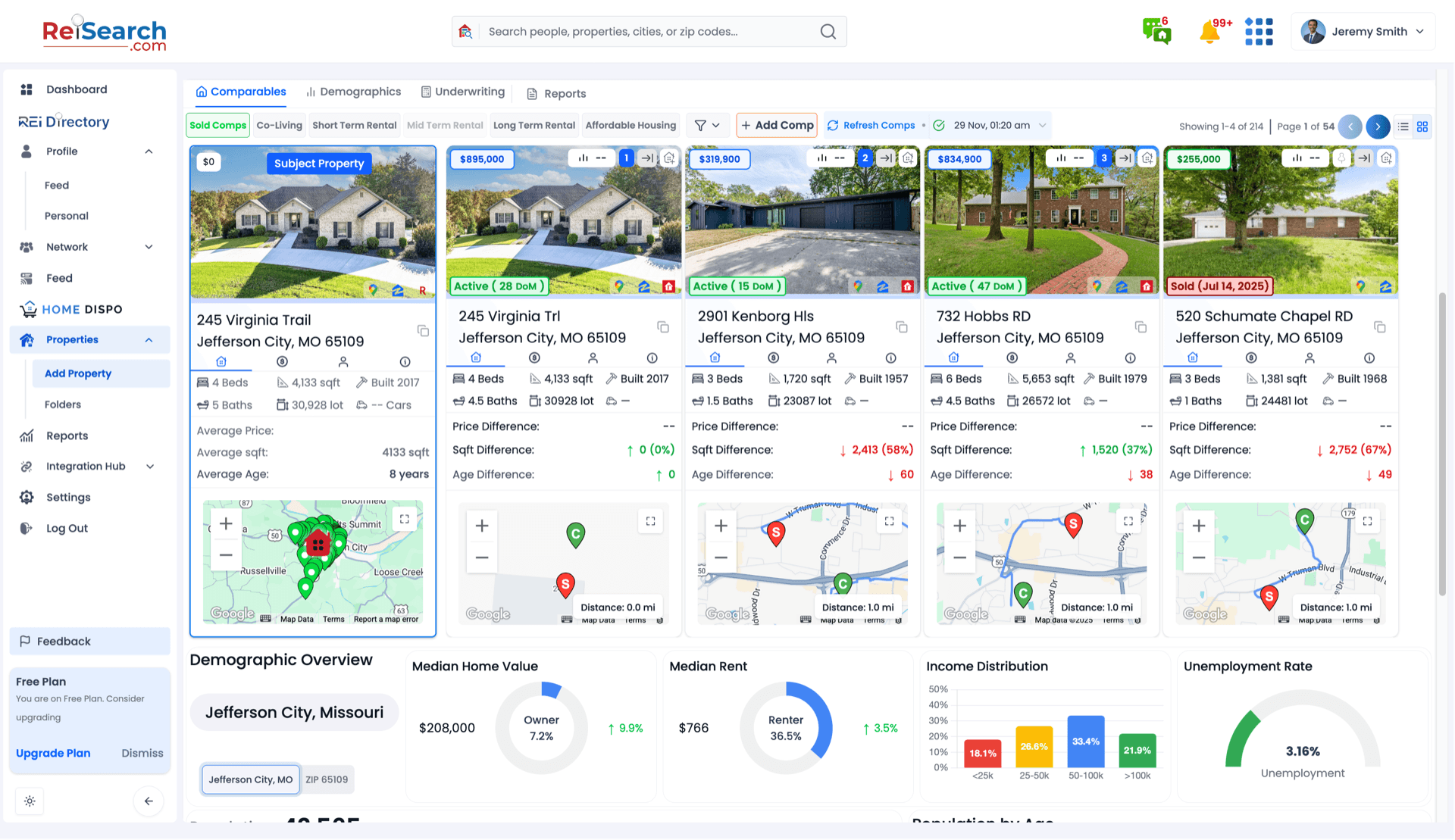 Comps Engine — interface screenshot
